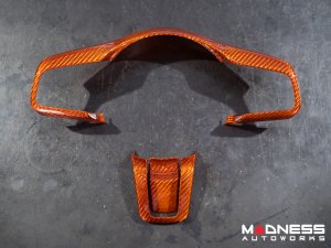 Jaguar F-TYPE Interior Trim - Carbon Fiber - Steering Wheel Trim Kit - Sport - Round Style Wheel - Orange Candy